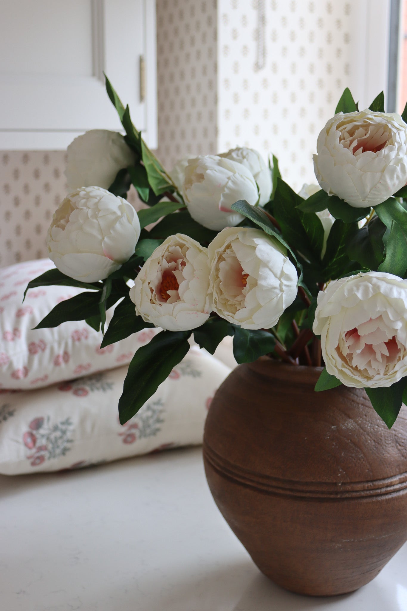Faux Flowers - Peony Spray - Cream