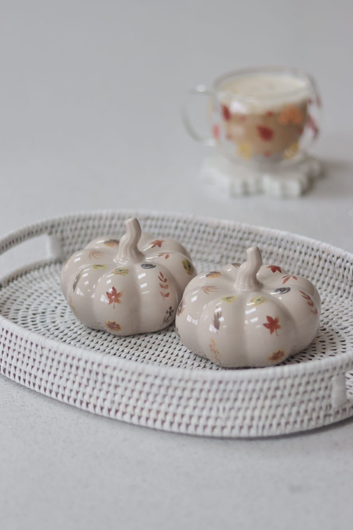 Ceramic Pumpkin Autumn Floral - Medium 2PC