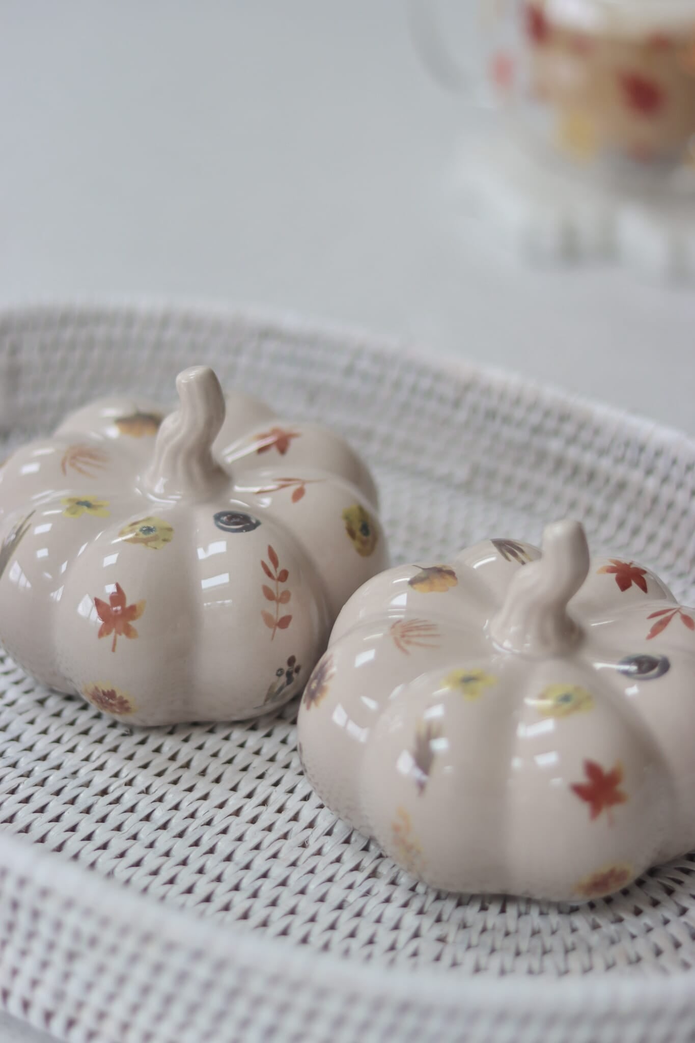 Ceramic Pumpkin Autumn Floral - Medium 2PC