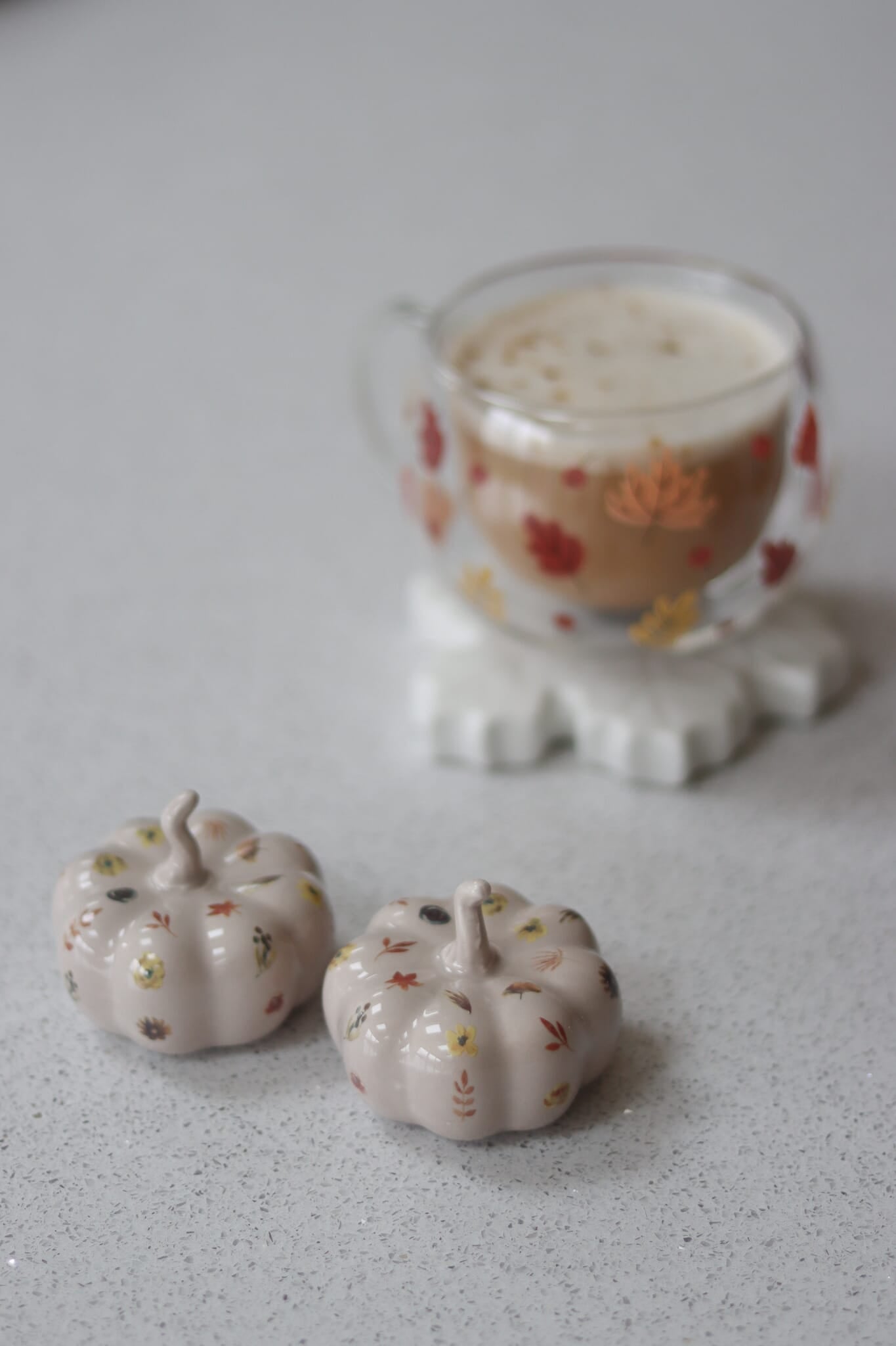 Ceramic Pumpkin Autumn Floral - Small 2PC