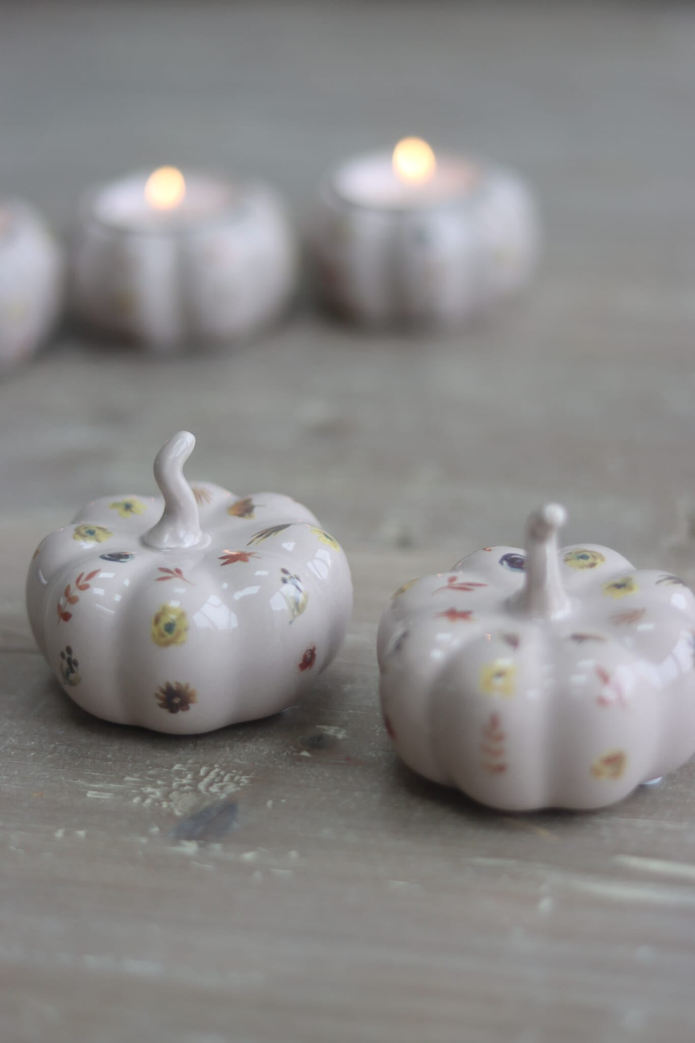 Ceramic Pumpkin Autumn Floral - Small 2PC