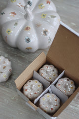 Ceramic Pumpkin Autumn Floral - Tiny 4PC