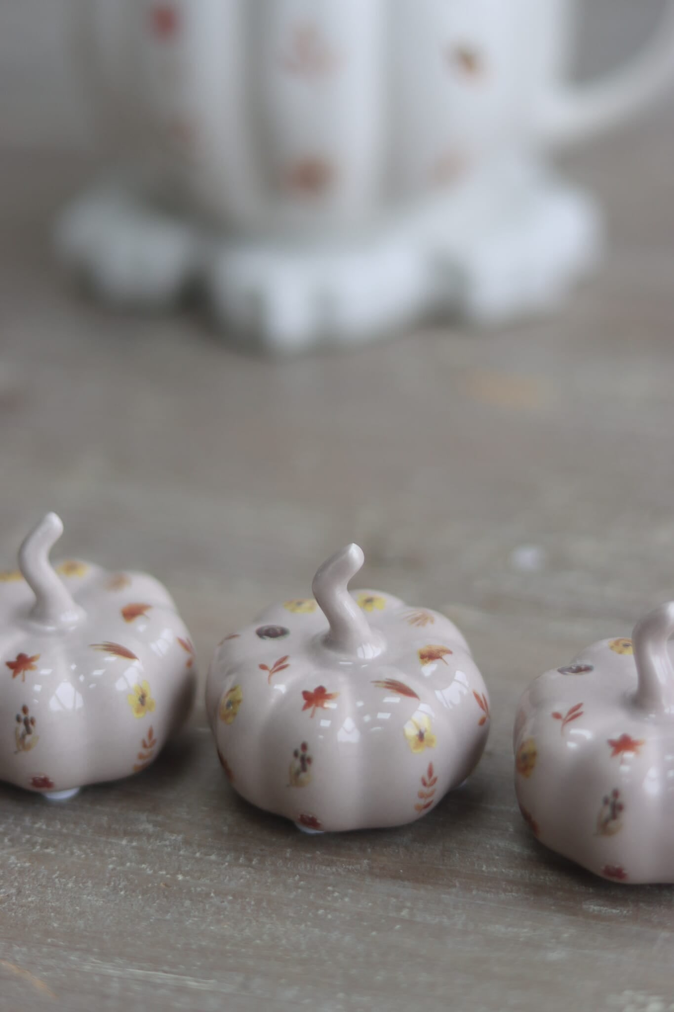 Ceramic Pumpkin Autumn Floral - Tiny 4PC
