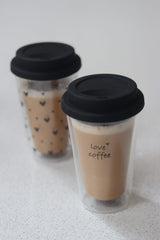 Double Walled Glass Coffee Travel Mug