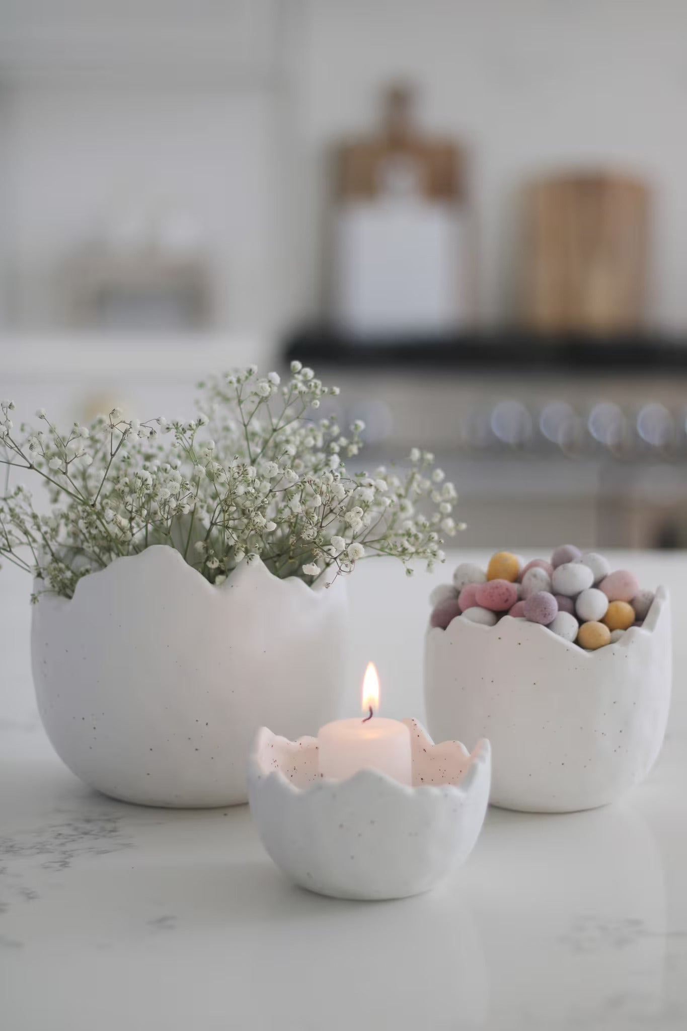 Cracked White Vase Large – Speckled
