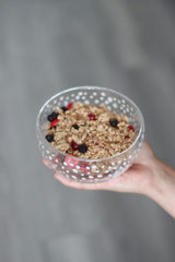 Double Wall Glass Bowl - White/Polka