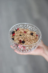 Double Wall Glass Bowl - White/Polka