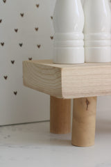 Chunky Square Wooden Stool -Natural