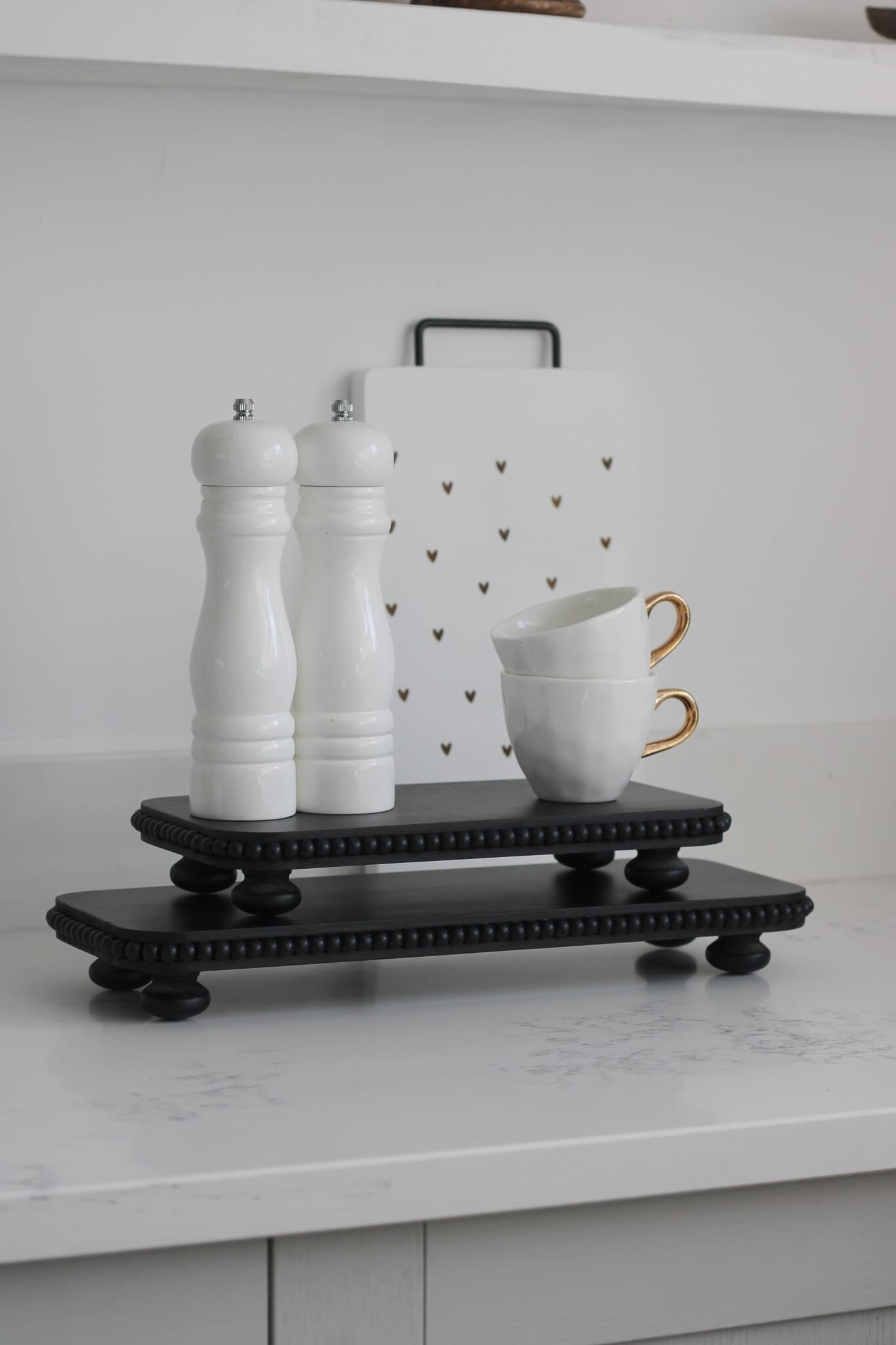 Long Beaded Raised Tray-Large/Black