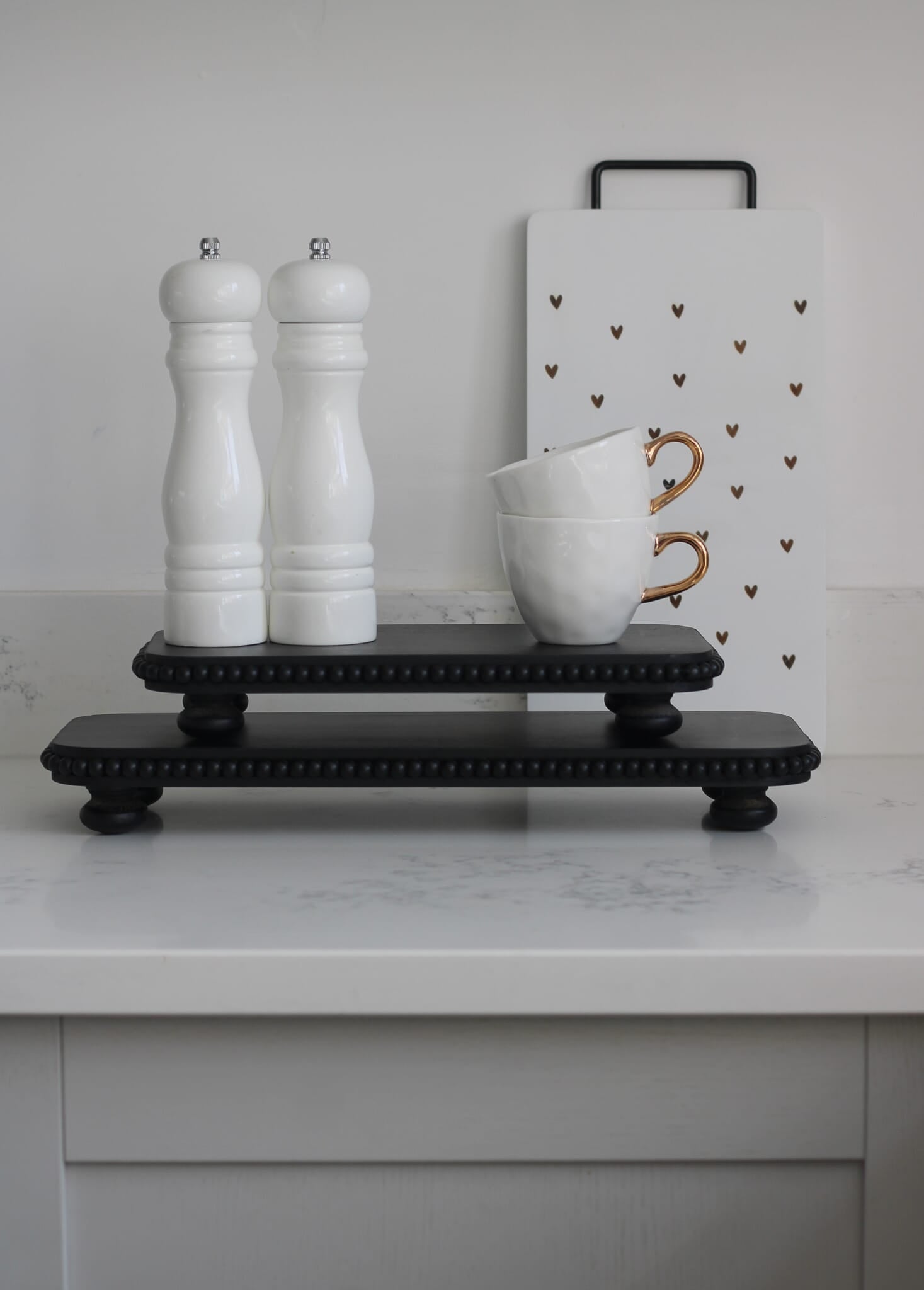 Long Beaded Raised Tray-Large/Black