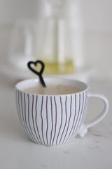 Heart Handled Ceramic Mug - Vertical Stripes