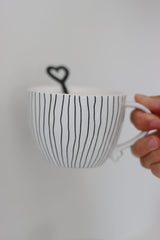 Heart Handled Ceramic Mug - Vertical Stripes