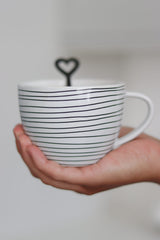 Heart Handled Ceramic Mug - Horizontal Stripes