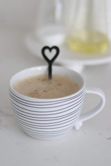 Heart Handled Ceramic Mug - Horizontal Stripes