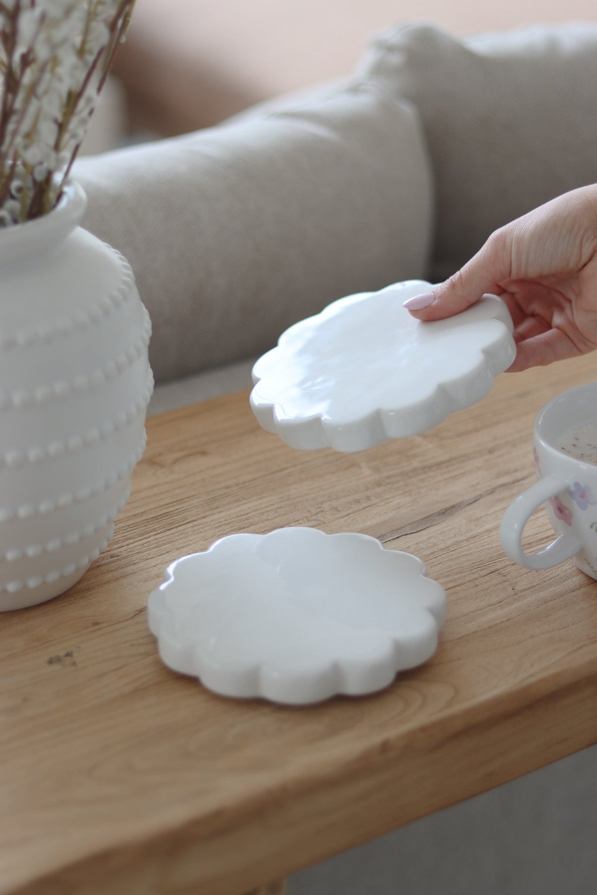 Ceramic Coasters Set - Scalloped 2Pc