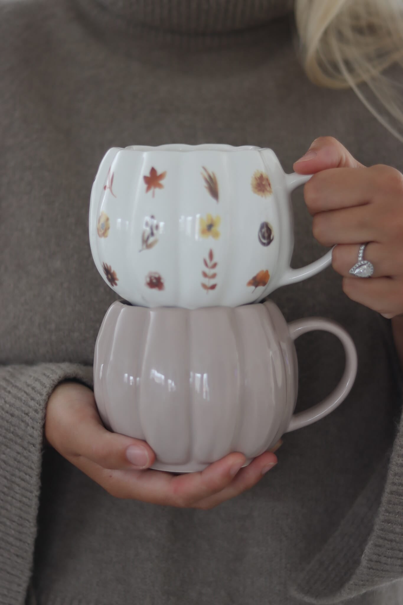 Large Pumpkin Mug - Autumn Flowers