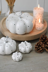 Ceramic Pumpkin White Polka Dot - Tiny 4Pc Set