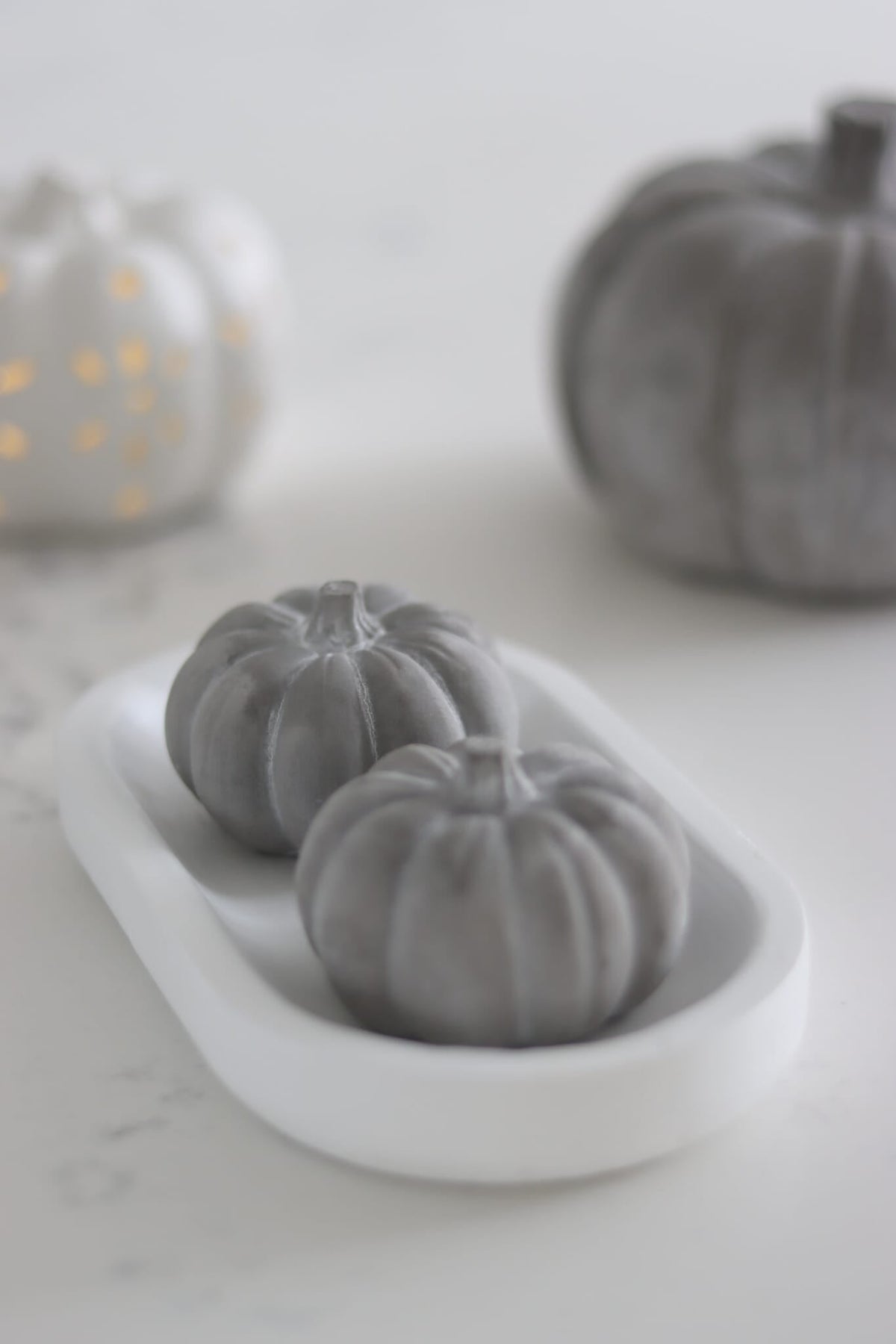 Grey Stone Resin Pumpkins - Small 2Pc Set