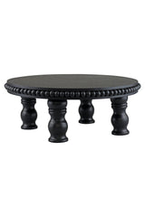 Beaded Raised Round Tray-Black