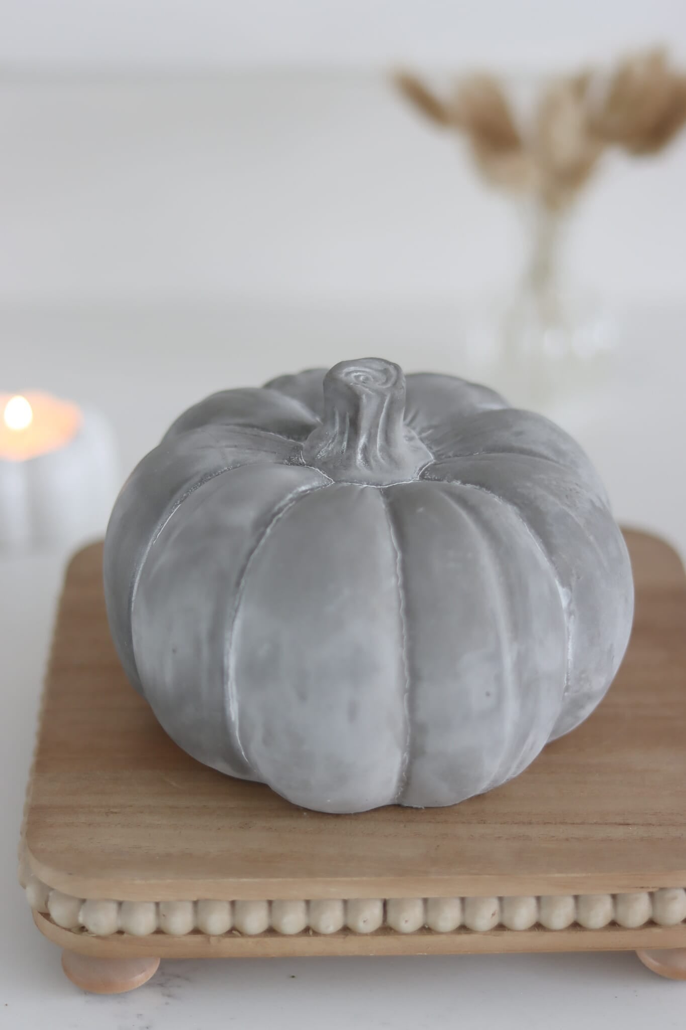 Grey Stone Resin Pumpkin - Large