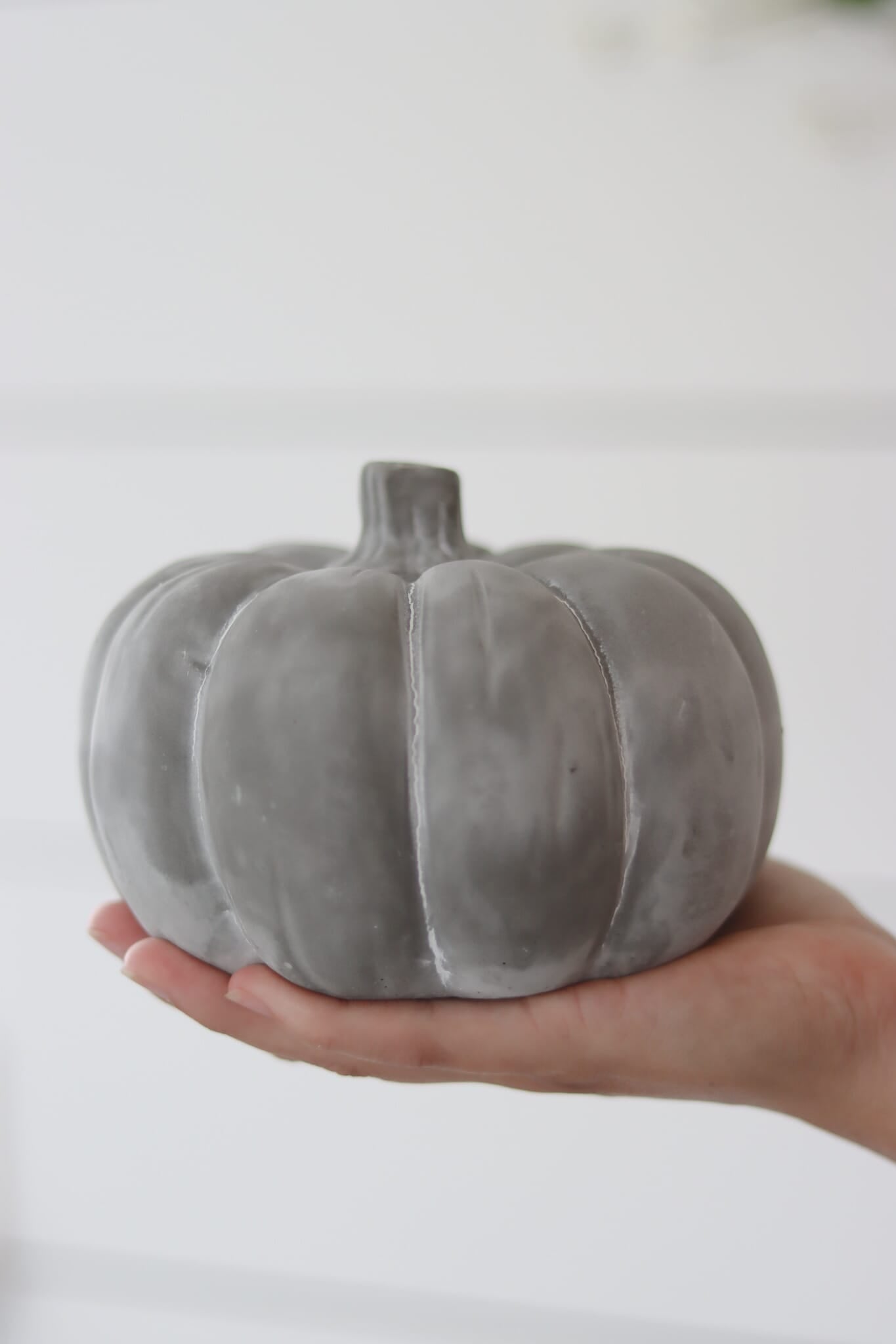 Grey Stone Resin Pumpkin - Large