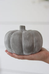 Grey Stone Resin Pumpkin - Large