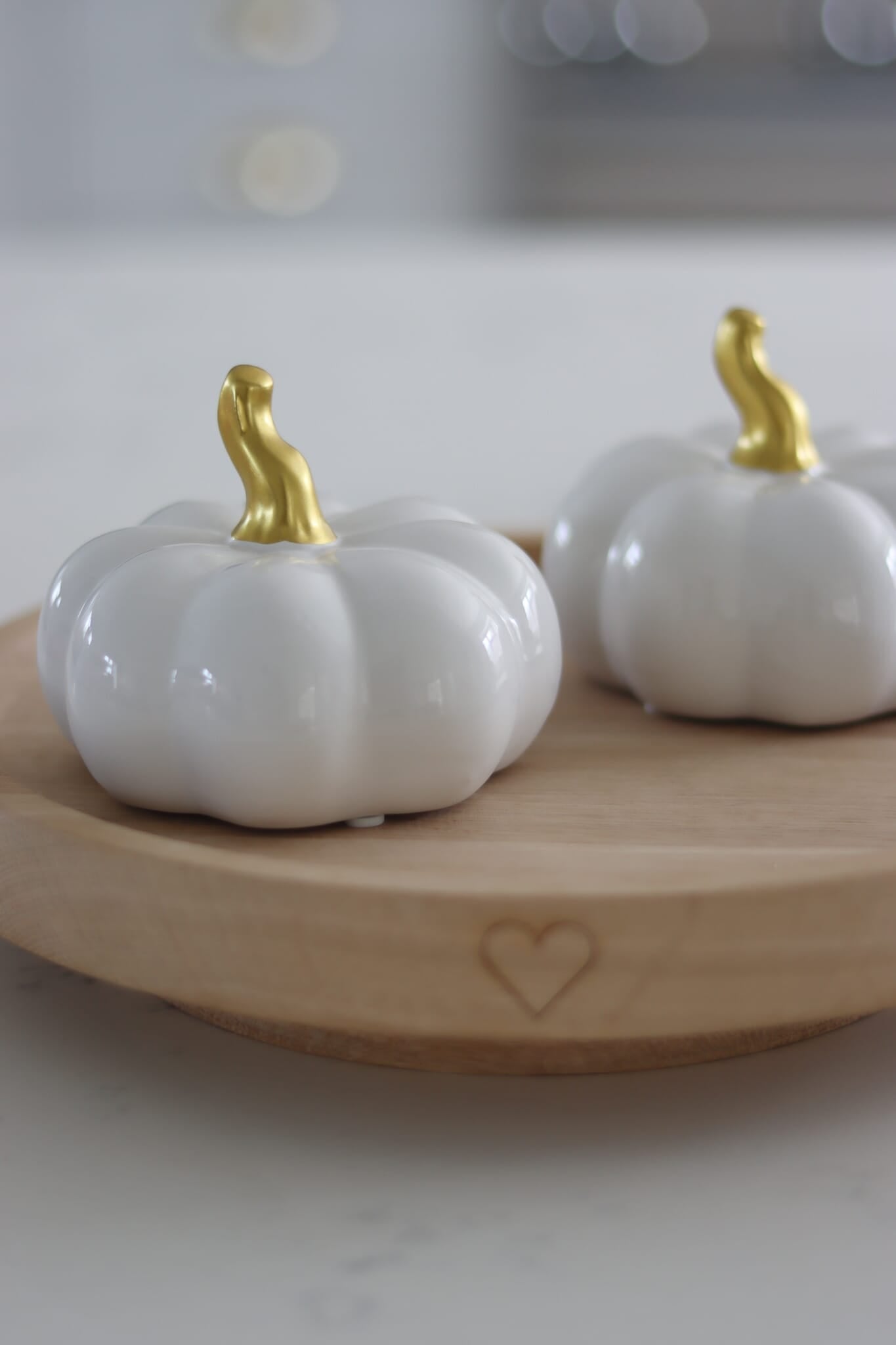 Ceramic Pumpkin White/Gold - Medium 2PC