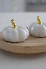 Ceramic Pumpkin White/Gold - Medium 2PC