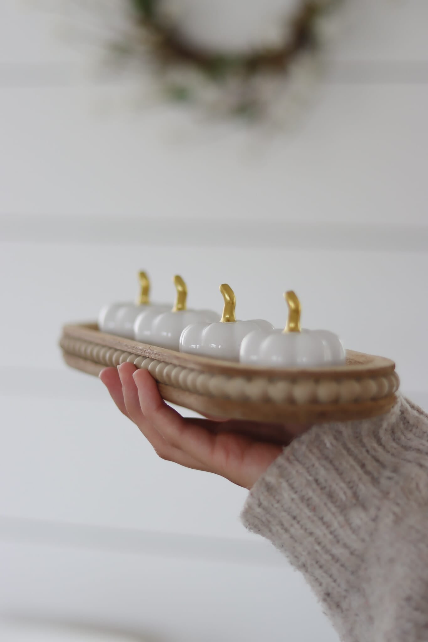Ceramic Pumpkin White/Gold - Tiny 4PC