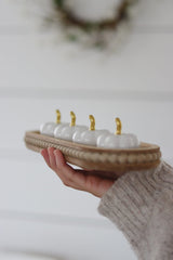 Ceramic Pumpkin White/Gold - Tiny 4PC