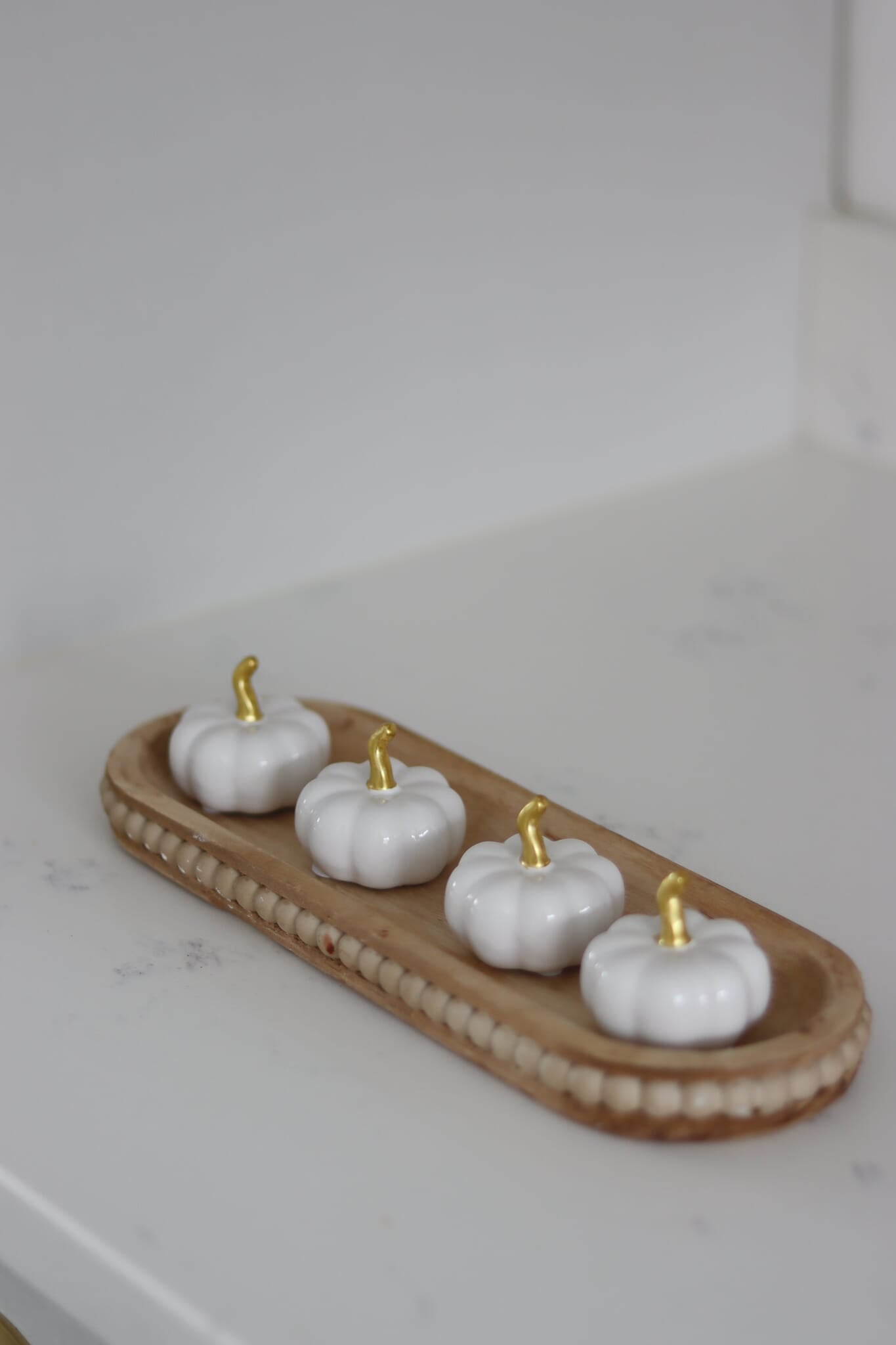 Ceramic Pumpkin White/Gold - Tiny 4PC