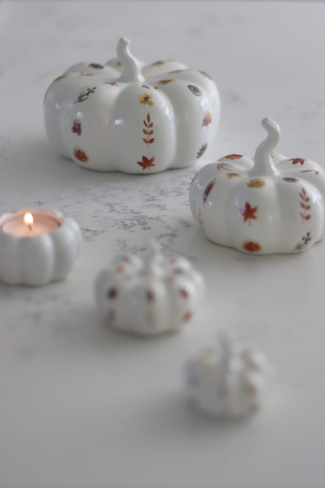 Ceramic Pumpkin Family - Autumnal Pattern