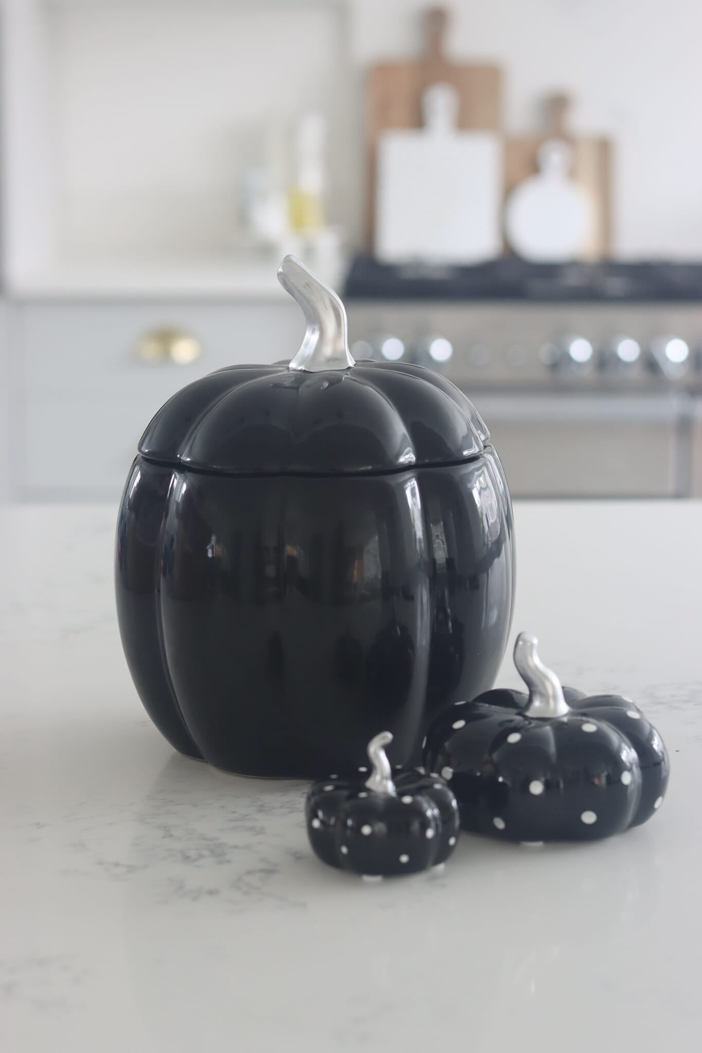 Ceramic Pumpkin Jar - Black Large