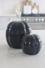 Ceramic Pumpkin Jar - Black Small