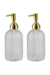 Embossed, Gold Pump Soap Dispenser