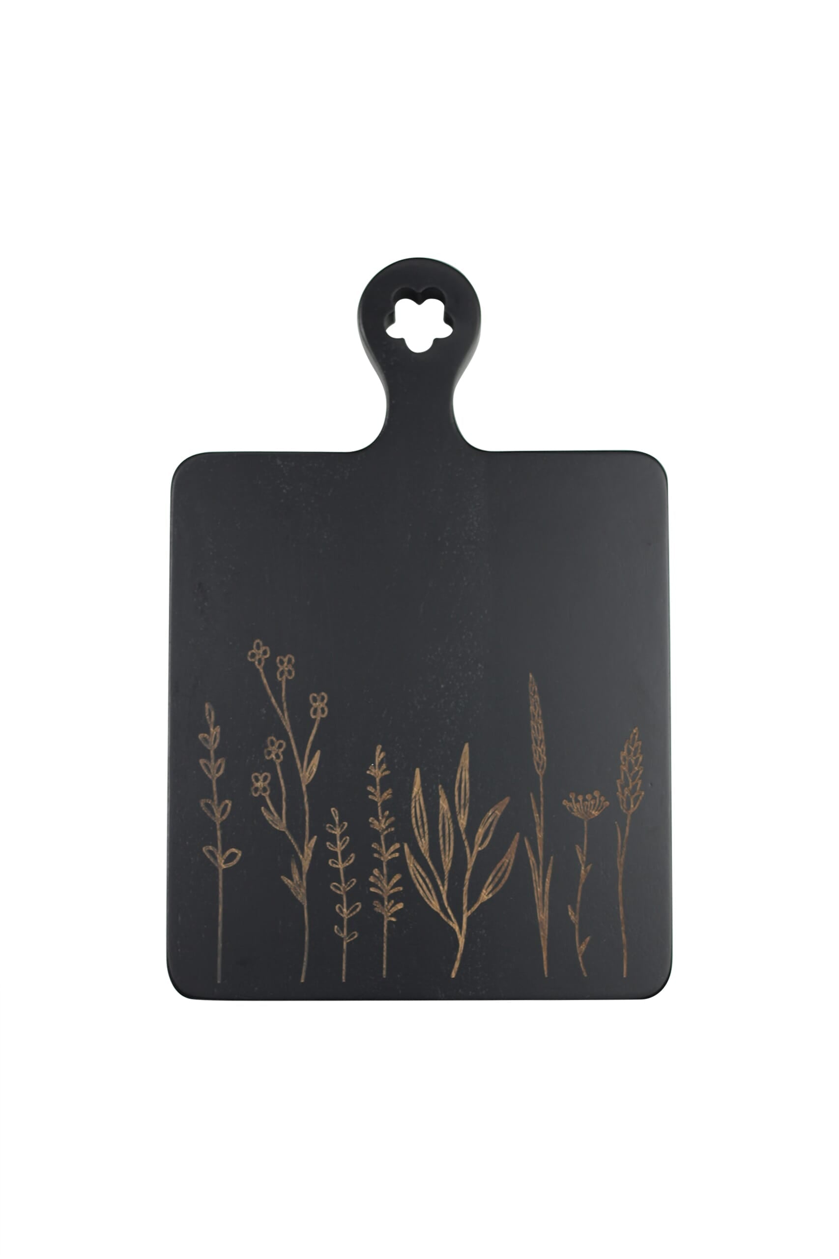 Engraved Flower Wooden Chopping Board-Black Medium
