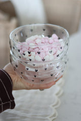 Glass Bowl Set – 2 Piece – Black/Multi Heart