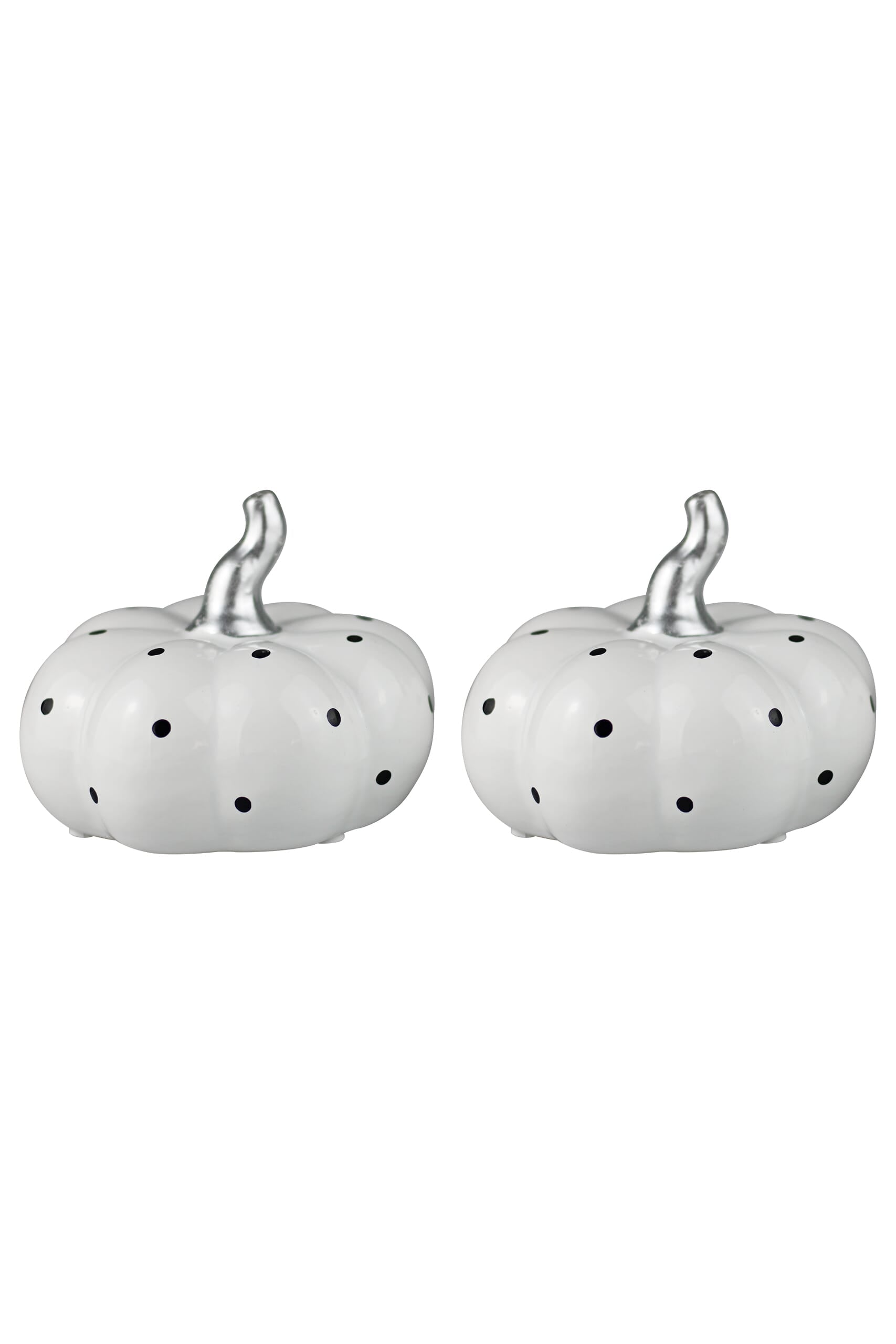 Ceramic Pumpkin White Polka Dot - Medium 2Pc Set