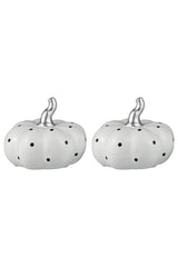 Ceramic Pumpkin White Polka Dot - Medium 2Pc Set