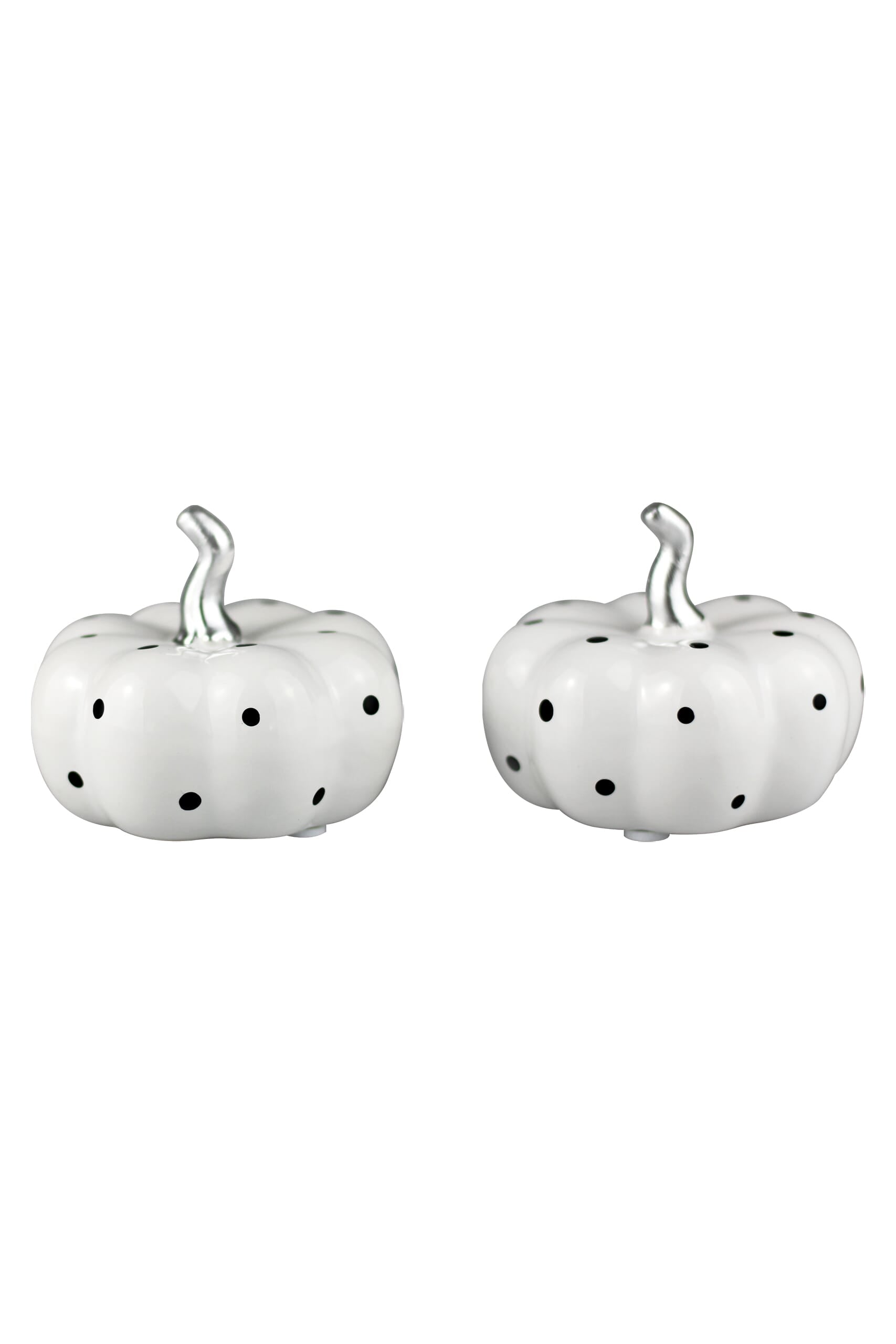Ceramic Pumpkin White Polka Dot - Small 2Pc Set