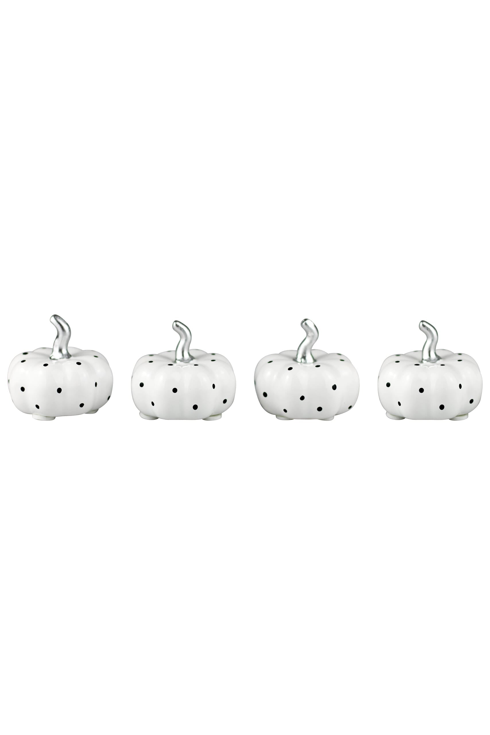 Ceramic Pumpkin White Polka Dot - Tiny 4Pc Set