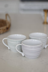 Heart Handled Ceramic Mug Set – 4 Piece – Horizontal Stripes