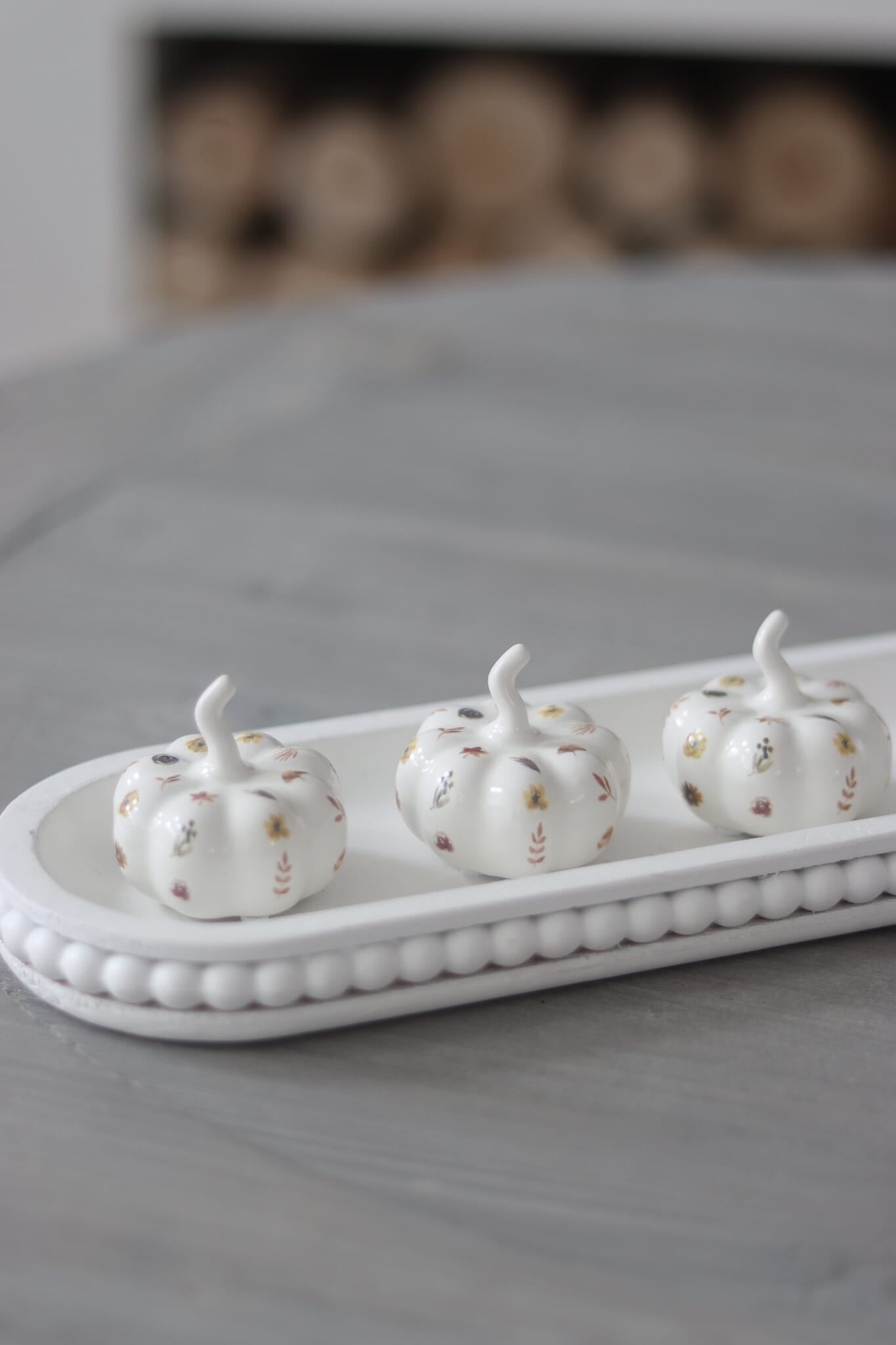 Ceramic Pumpkin Autumnal Pattern - Tiny 4PC