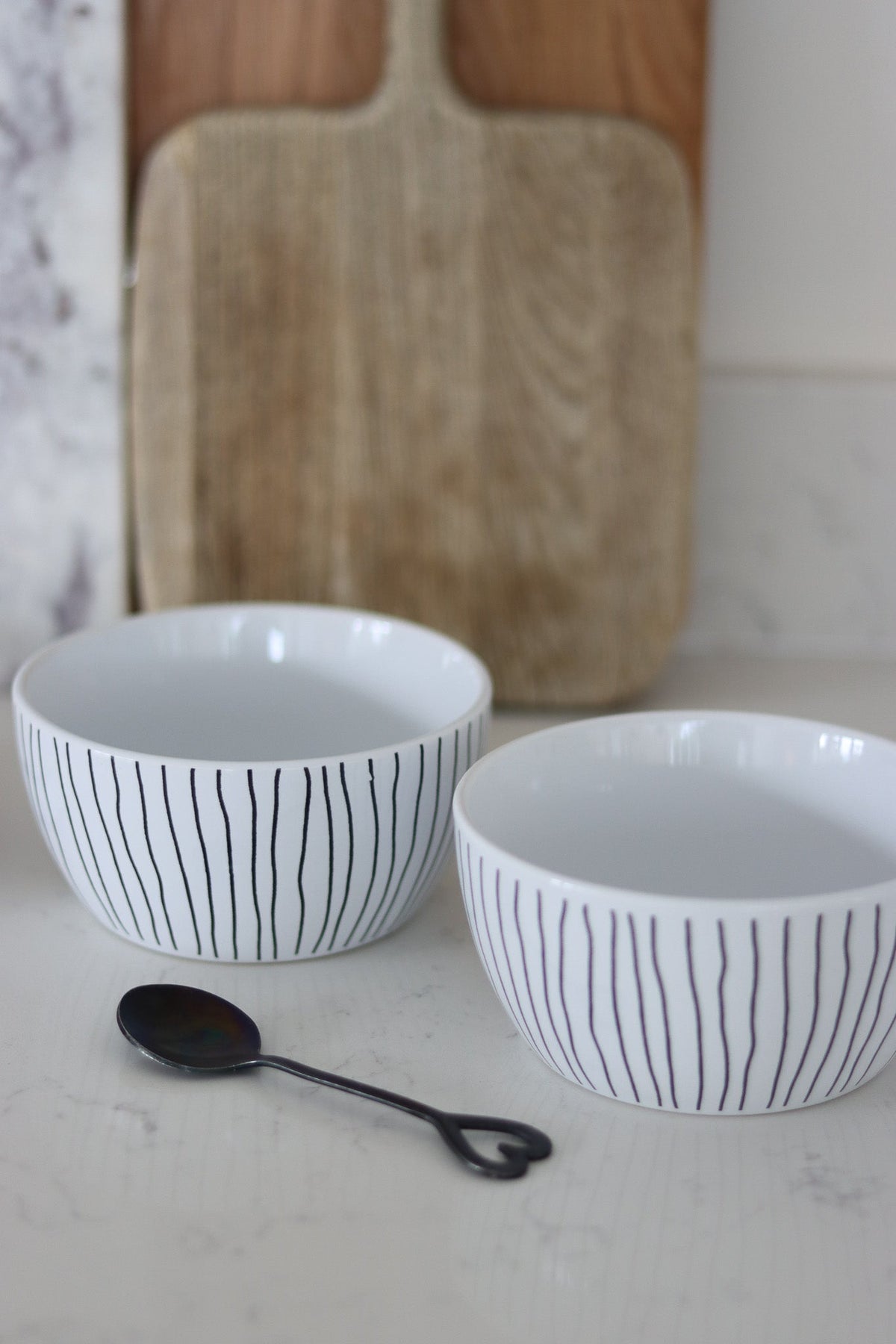 Ceramic Bowl Set – 2 Piece – Vertical Stripes
