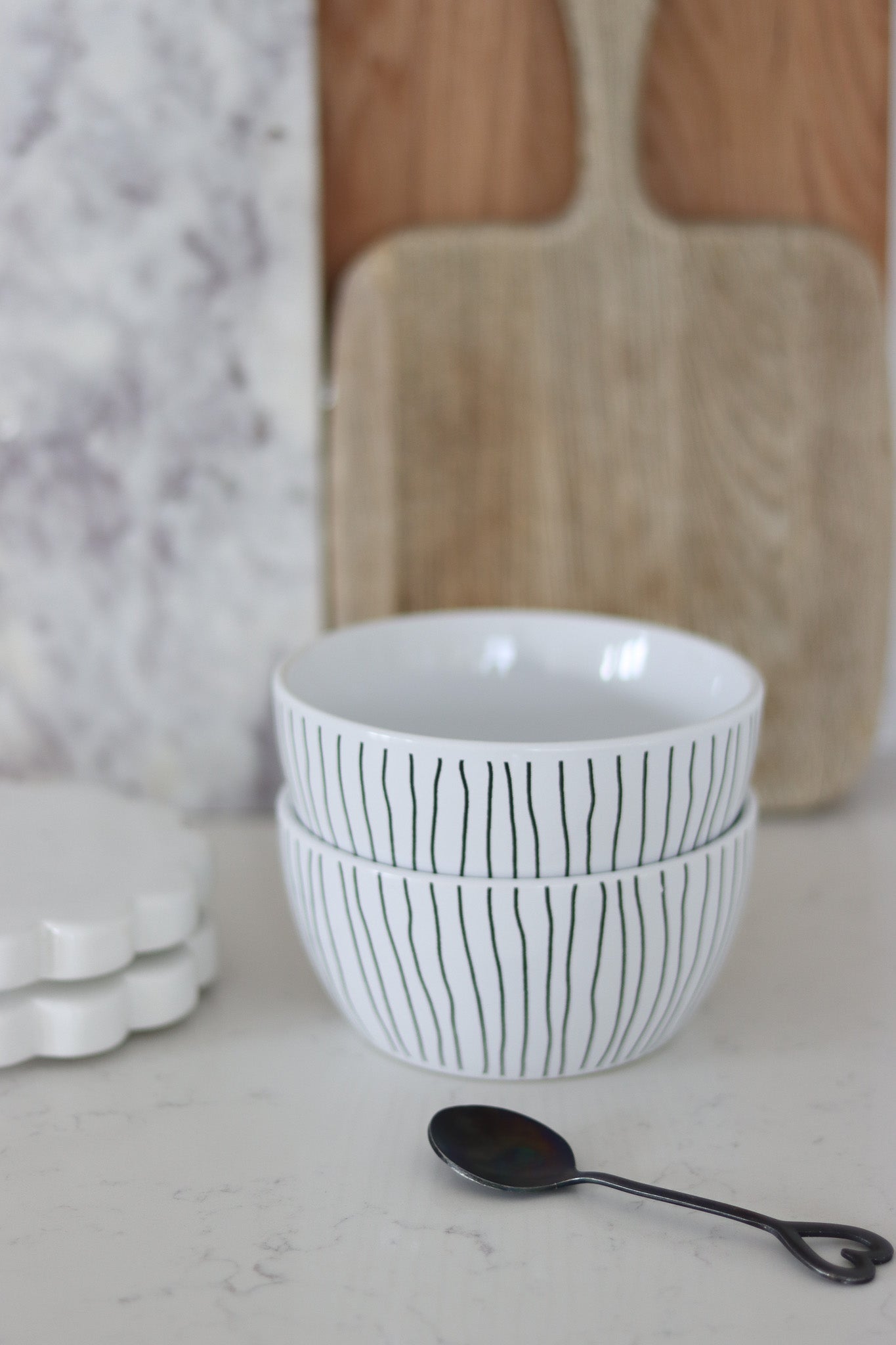 Ceramic Bowl Set – 2 Piece – Vertical Stripes