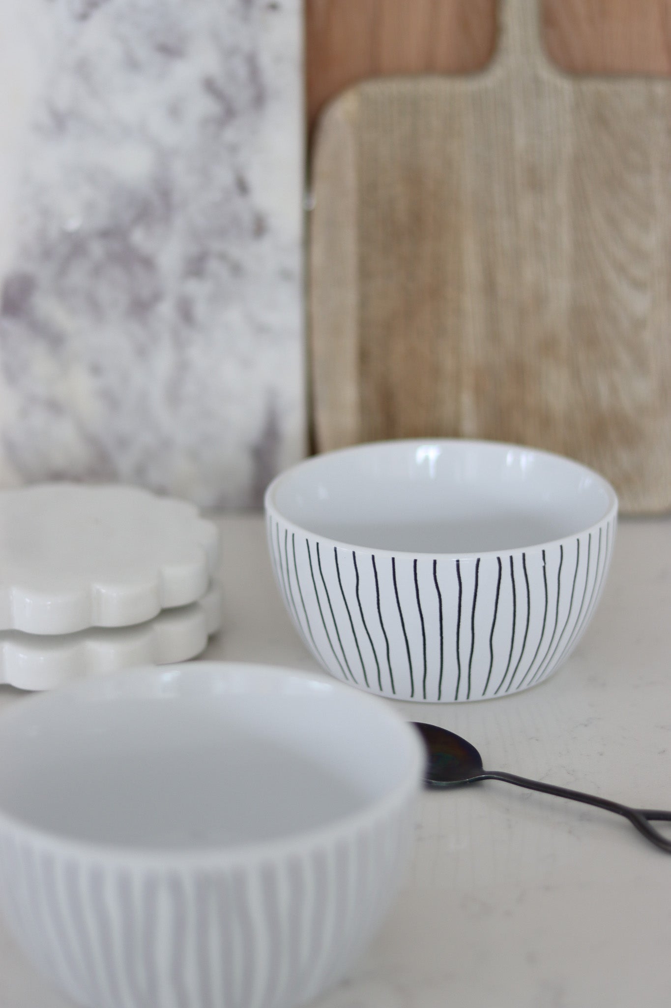 Ceramic Bowl Set – 2 Piece – Vertical Stripes
