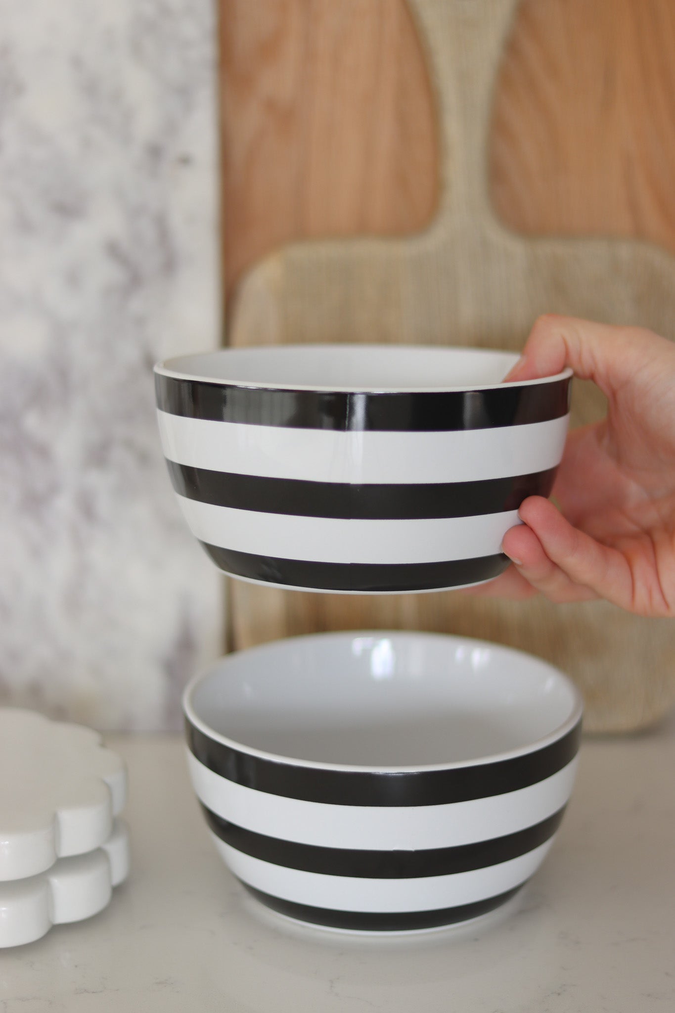 Ceramic Bowl Set – 2 Piece – Black Stripes