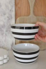 Ceramic Bowl Set – 2 Piece – Black Stripes