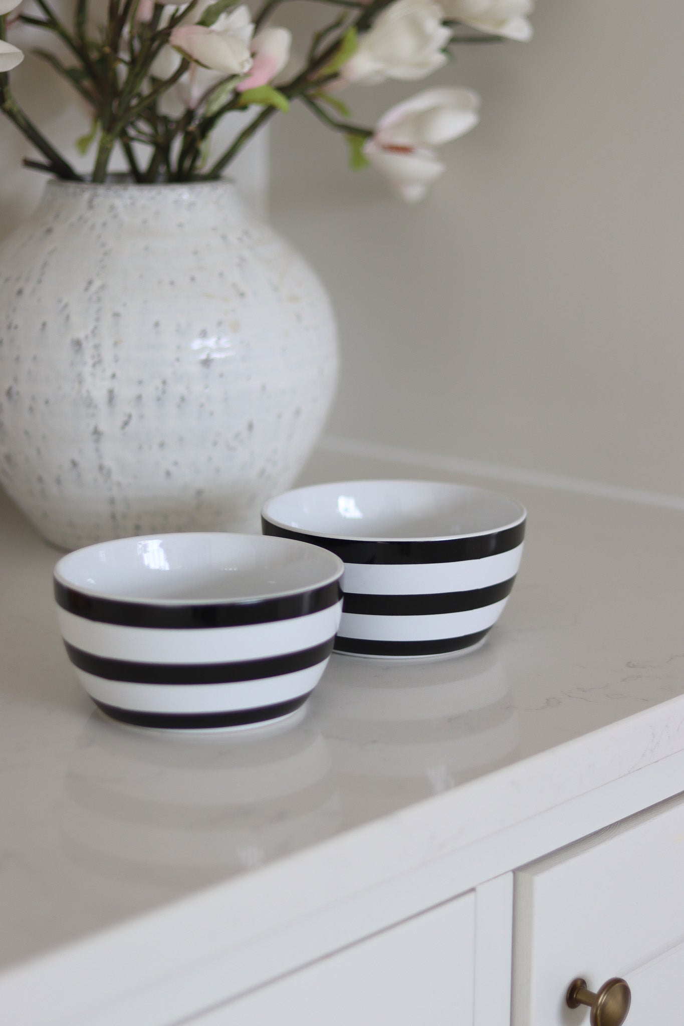 Ceramic Bowl Set – 2 Piece – Black Stripes