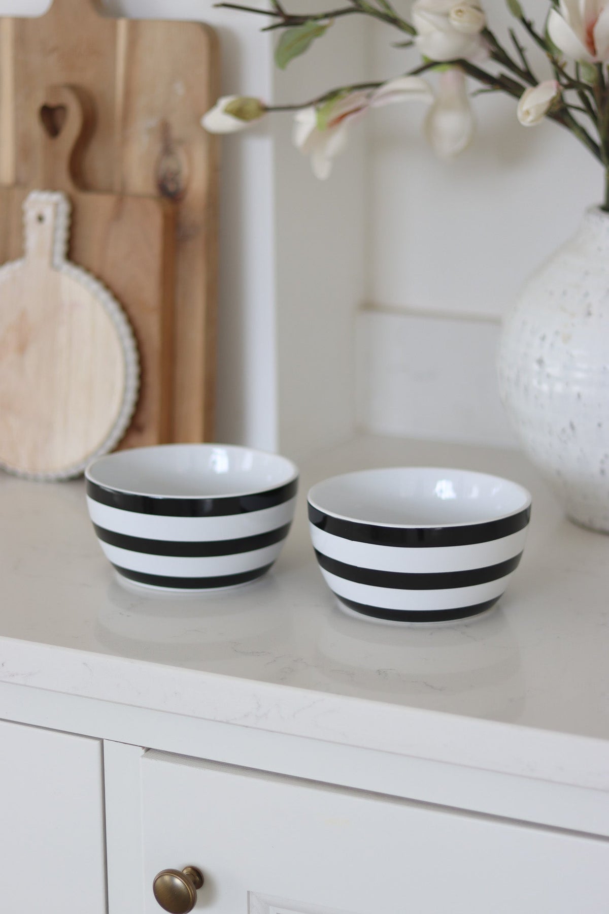 Ceramic Bowl Set – 2 Piece – Black Stripes